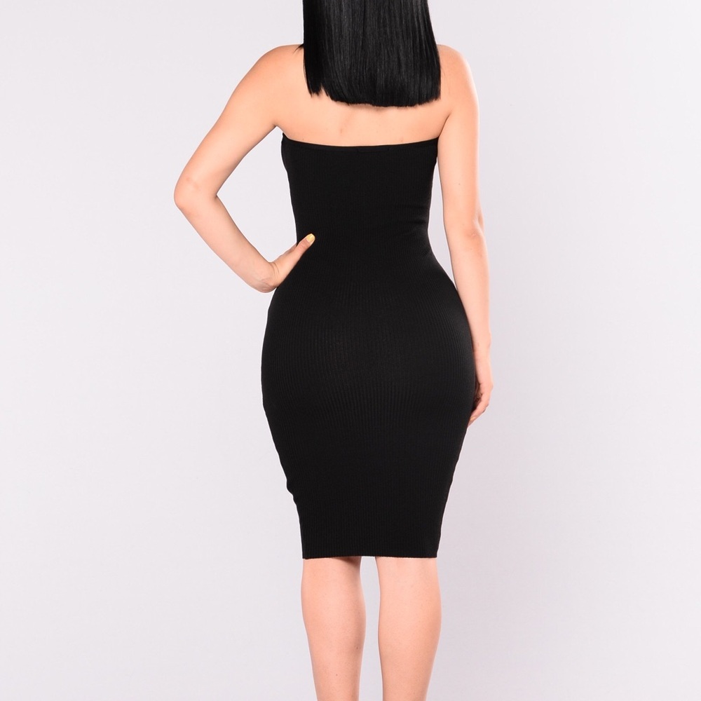 Fashion Nova Black Laced Up Corset Strapless Dress - Picture 4 of 7